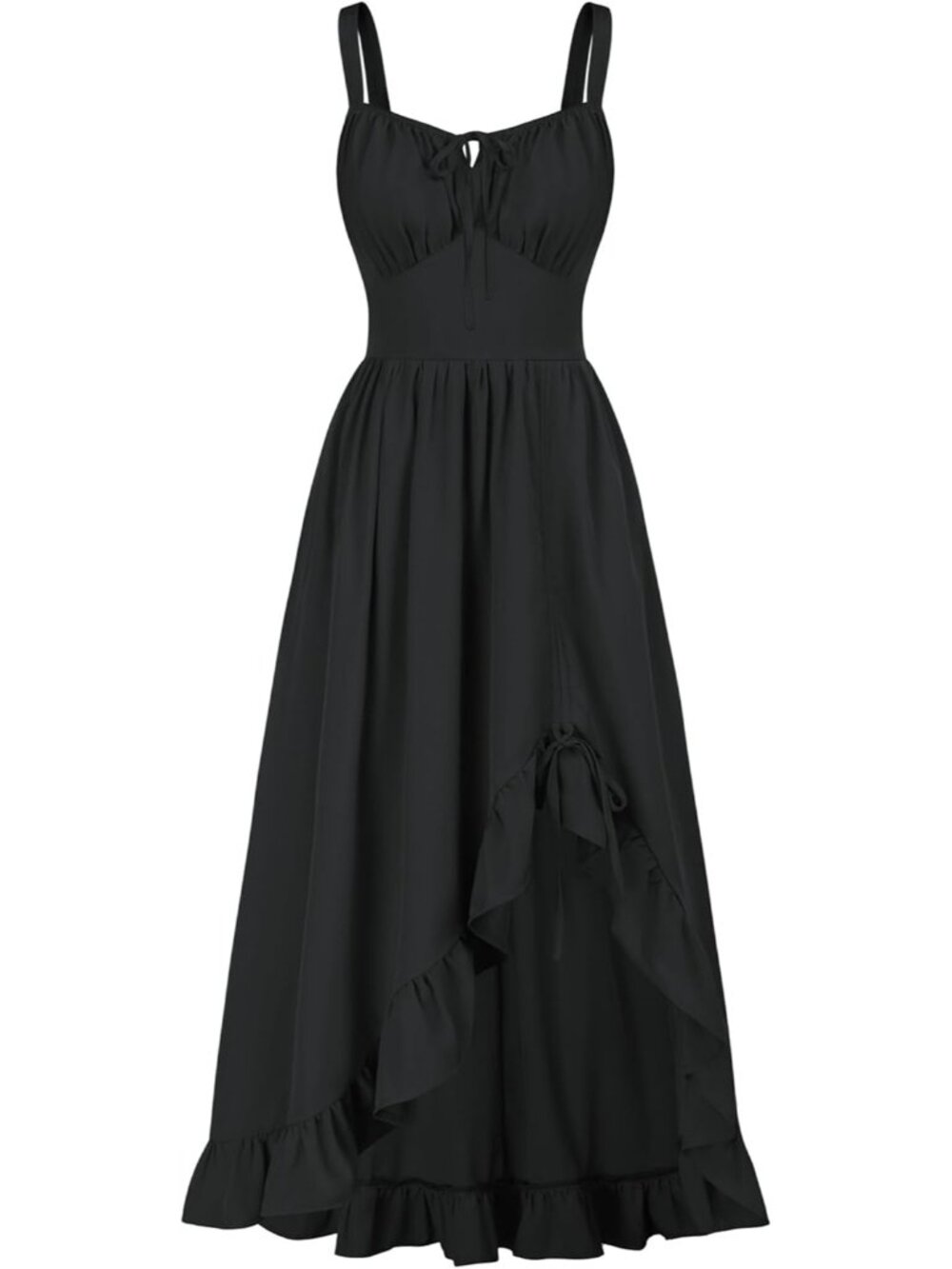 Women's Black Sleeveless Renaissance Corset Flowy Milkmaid Costumes Dress